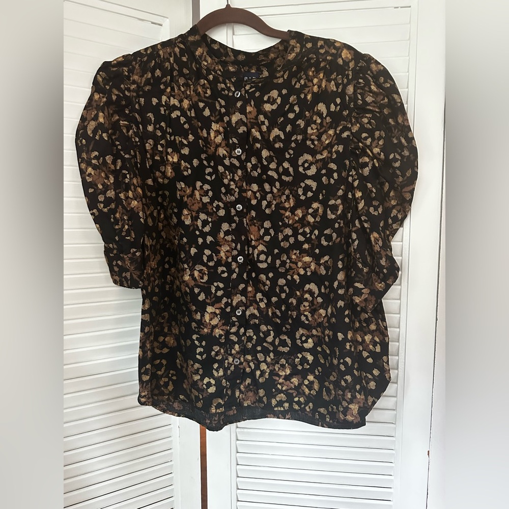 GAP Black and Brown leopard Patterned Women's Blouse